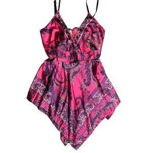 Myth Pink Paisley Handkerchief Babydoll Cami Top Womens Size L Boho Y2K